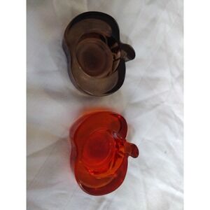 SET OF 2 GLASS PUMPKIN SHAPED VOTIVE TEA LIGHT HOLDERS FALL THANKSGIVING